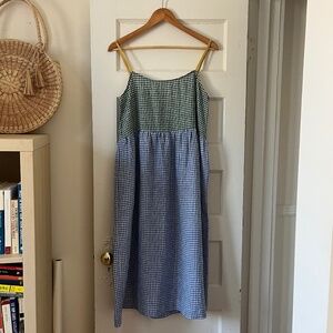 Amanda Moss Gingham Dress - Size M - Blue/Green/Yellow